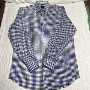 Bullock & Jones Brown Blue White Plaid Button Down Med